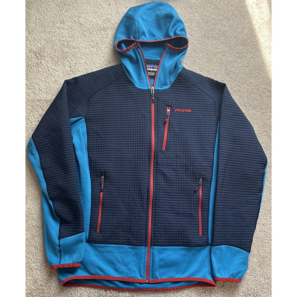 Patagonia Dual Aspect Hoody Jacket Mens Medium Blue Polartec Grid Lightweight